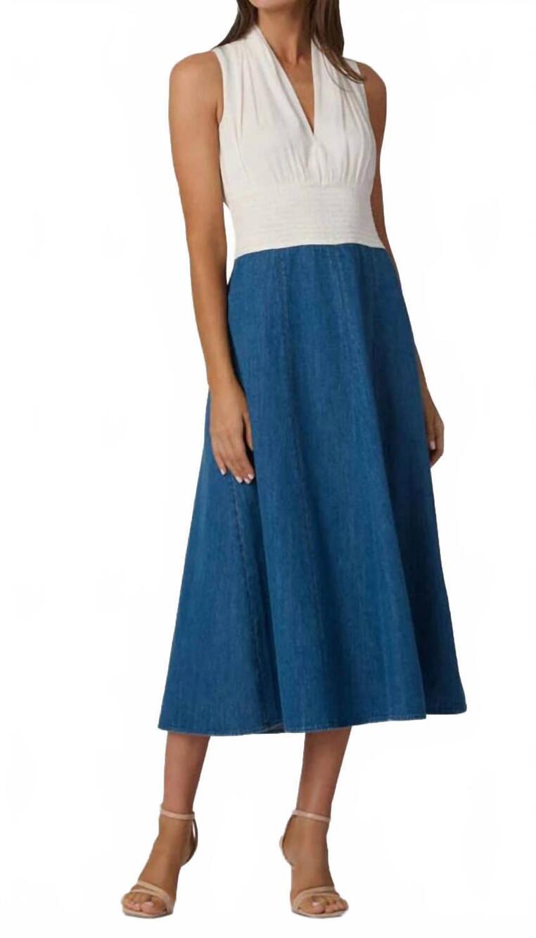 NEW SHOSHANNA bentley dress in ivory/denim
